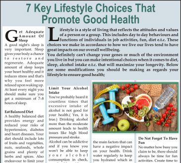 7 lifestyle choices that can promote good health