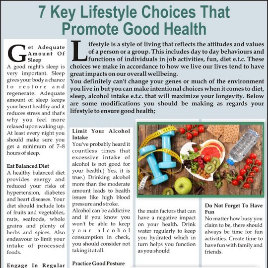 7 lifestyle choices that can promote good health
